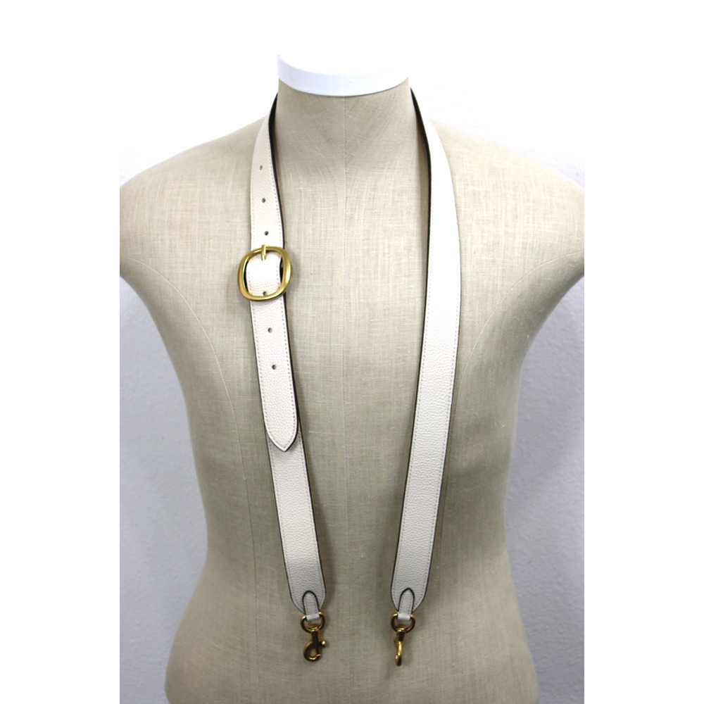Coach White Ivory Leather Strap with Gold Hardware NEW
